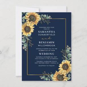 Invitation Mariage Tournesol Eucalyptus Aquarelle