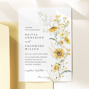 Invitation Mariage Tournesol Fleur Sauvage Jaune