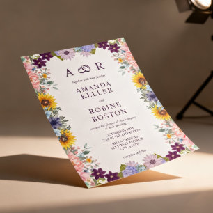 Invitation Mariage Tournesol Floral Coloré