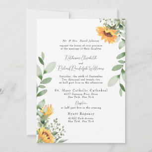 Invitation Mariage Tournesol Formel Parents de la Mariée Énum