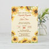 Invitation Mariage Tournesol Jaune et Marron Rustique (Debout devant)