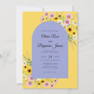 Invitation Mariage Tournesol Jaune Pervenche Eucalyptus