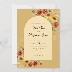 Invitation Mariage Tournesol Moutarde Poussiéreux Eucalyptus