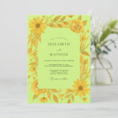 Invitation Mariage Tournesol Or Eucalyptus Chartreuse (Debout devant)