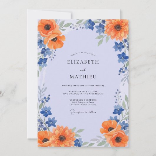Invitation Mariage Tournesol Orange Poppy (Devant)