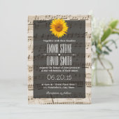 Invitation Mariage Tournesol Partition Musicale Vintage (Debout devant)