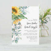 Invitation Mariage Tournesol Rustique Eucalyptus avec Infos d (Debout devant)