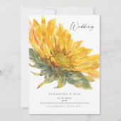 Invitation Mariage Tournesol Sauge Peint à la Main Rustique (Devant)