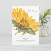 Invitation Mariage Tournesol Sauge Peint à la Main Rustique (Debout devant)