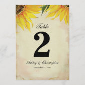 Invitation Mariage Tournesol: Table Numéro Deux (Dos)