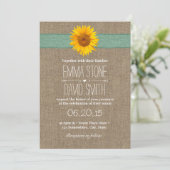 Invitation Mariage Tournesol Toile Campagnard (Debout devant)