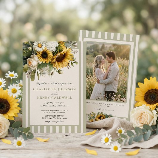 Invitation Mariage Tournesol Vintage
