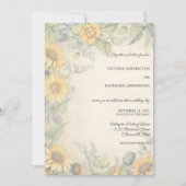 Invitation Mariage Tournesols et Vignes Rustiques (Devant)