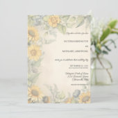 Invitation Mariage Tournesols et Vignes Rustiques (Debout devant)