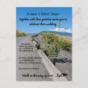 Invitation mariage Tournesols Route Décontractée d