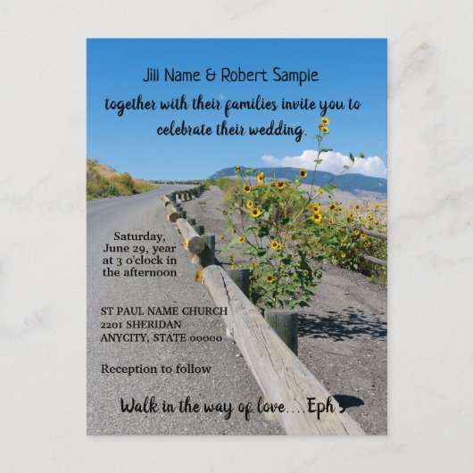 Invitation mariage Tournesols Route Décontractée d (Devant)