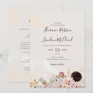 Invitation Mariage Tout Compris Aquarelle Florale Simple Mode