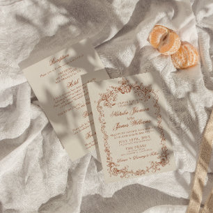 Invitation Mariage Tout Compris Argent Ancien Orange Brûlée R