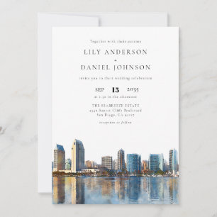 Invitation Mariage tout compris avec aquarelle de la skyline