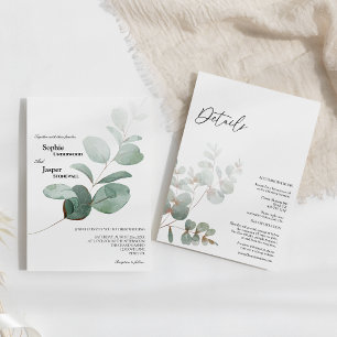 Invitation Mariage Tout Compris avec Détails Blancs de Modern