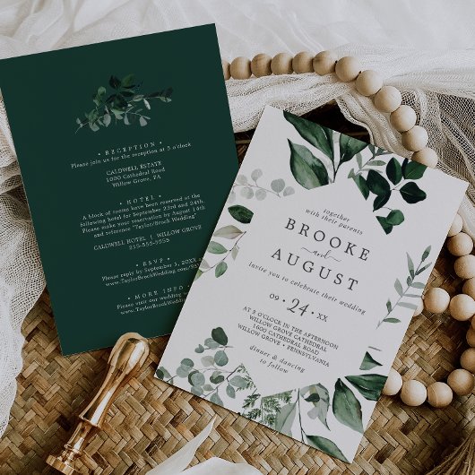 Invitation Mariage Tout Compris de Verdure Émeraude