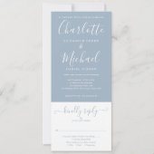 Invitation Mariage tout compris élégant écriture Dusty Blue (Devant)