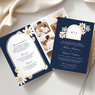 Invitation Mariage tout compris Fleur de marguerite jaune rét