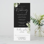 Invitation Mariage Tout Compris Floral Botanique Noir Blanc (Debout devant)