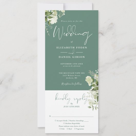 Invitation Mariage tout compris floral eucalyptus vert (Devant)