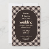 Invitation Mariage Tout Compris Marron Décontracté à Carreaux (Devant)