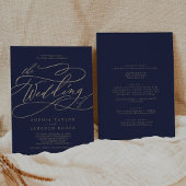 Invitation Mariage Tout Compris Or Romantique Calligraphié Bl