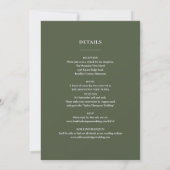 Invitation Mariage tout compris vert olive Monogramme (Dos)