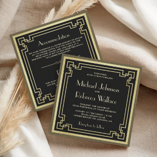 Invitation Mariage tout compris Vintage Rétro Art Déco