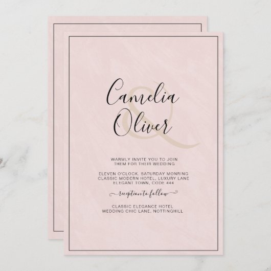 Invitation Mariage tout-en-1 moderne monochrome (Devant / Derrière)