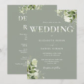 Invitation Mariage Tout en Typographie de Verdure Sage Vert (Devant / Derrière)