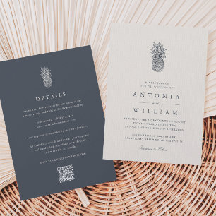 Invitation Mariage tout-en-un à ananas Vintage de l'île