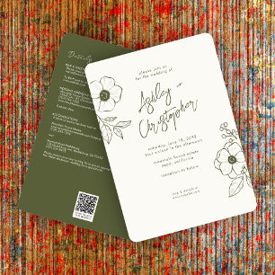 Invitation Mariage tout-en-un à mousse végétale florale minim