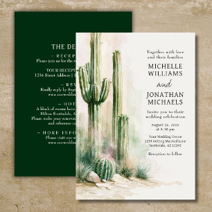Invitation Mariage Tout en Un Aquarelle Cactus Désert