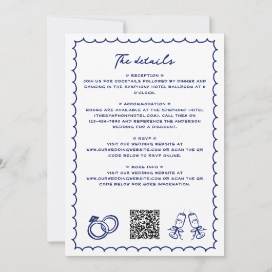 Invitation Mariage tout-en-un avec Doodles à gribouillis dess (Dos)