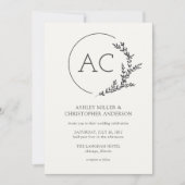 Invitation Mariage tout-en-un blanc doux pour cadre de feuill (Devant)