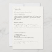 Invitation Mariage tout-en-un blanc doux pour cadre de feuill (Dos)