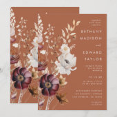 Invitation Mariage tout-en-un Boho Automne Fleur sauvage (Devant / Derrière)
