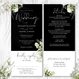 Invitation Mariage Tout En Un Botanique Vert Et Blanc