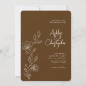 Invitation Mariage tout-en-un Brown Foliage moderne (Devant)