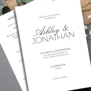 Invitation Mariage tout-en-un centré sur la typographie moder