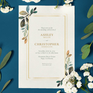 Invitation Mariage tout-en-un Chic Floral Watercolor Ivory