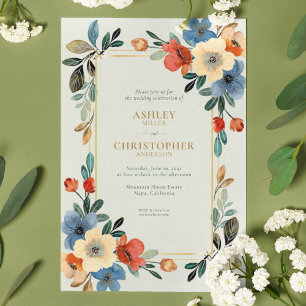 Invitation Mariage tout-en-un Chic Floral Watercolor Sage