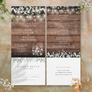 Invitation Mariage Tout En Un Dans Des Pots Mason Avec Feuill