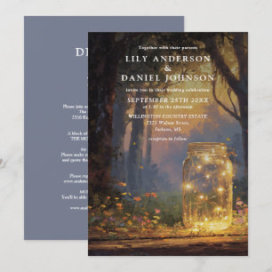 Invitation Mariage tout en un dans un pot Mason Forêt Enchant