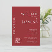 Invitation Mariage tout-en-un de code QR minimal moderne (Debout devant)